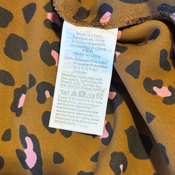 J.Crew Brown and Pink Leopard Print Blouse - Picture 6 of 7